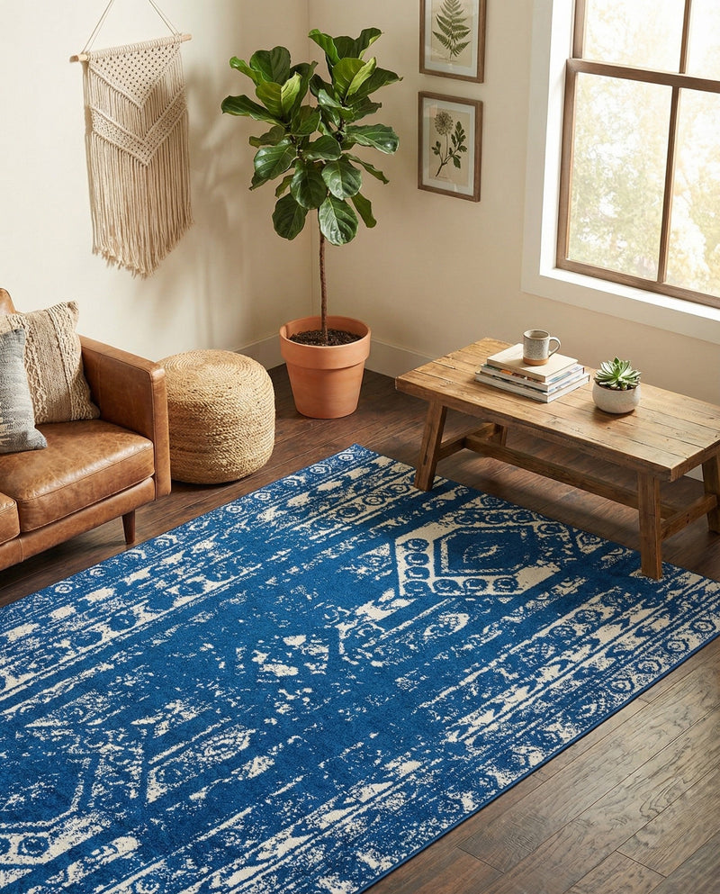 Brighton Stripes Collection Area Rug - Sussex (Navy Blue) Rectangle Navy Blue  lifestyle 8