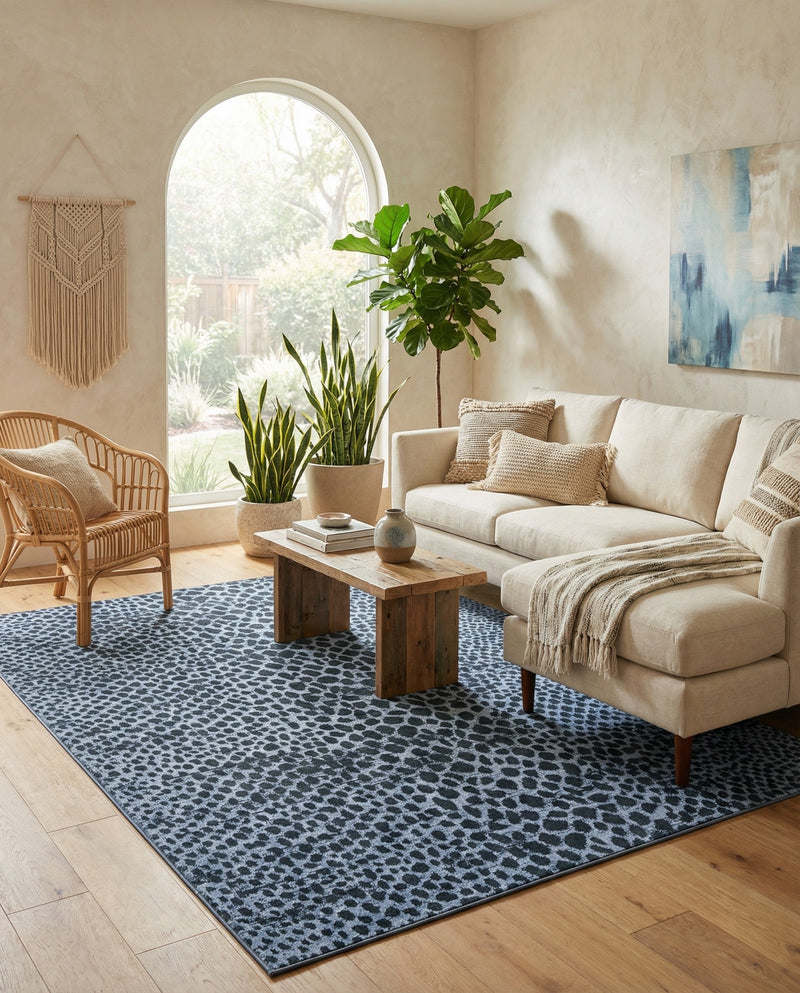 Aegean Elegance Washables Collection Area Rug -  Mykonos Rectangle Navy Blue  lifestyle 14