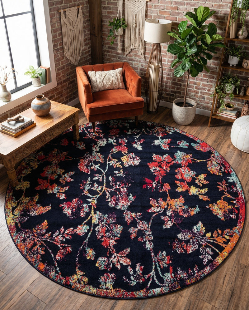 Brighton Terrace Collection Area Rug -  Roedean Round Navy Blue  lifestyle 57
