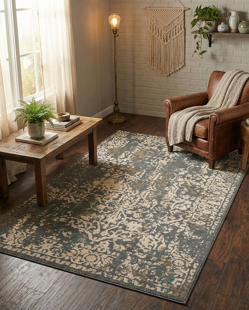 Gobi Sands Collection Area Rug - Dunhuang Rectangle Gray  lifestyle 28