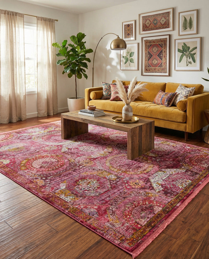 Caribbean Breeze Collection Area Rug -  Lucia Rectangle Pink  lifestyle 36