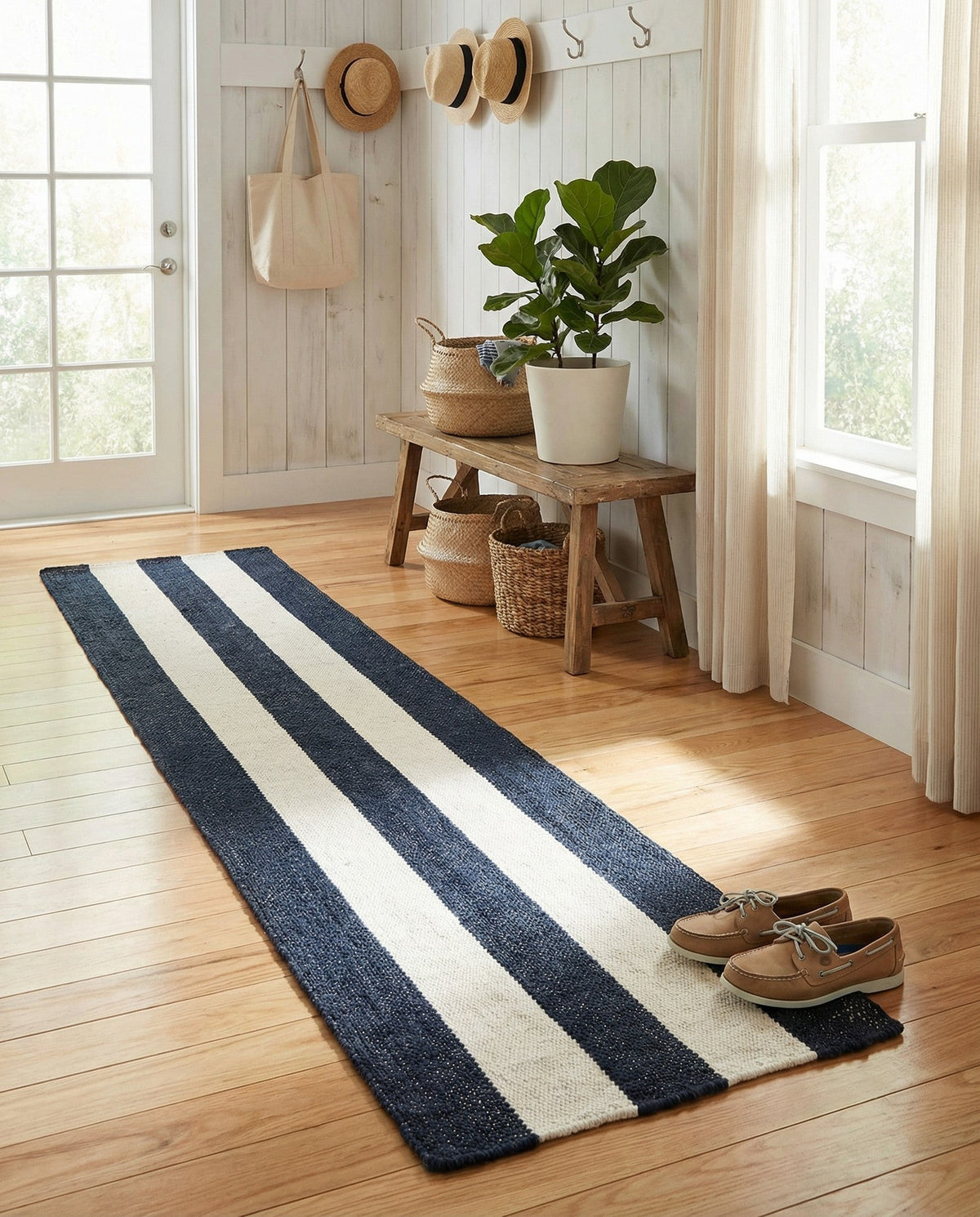 Martha's Vineyard Blueprints Collection Area Rug - Edgartown Runner Nautical Navy  lifestyle 180