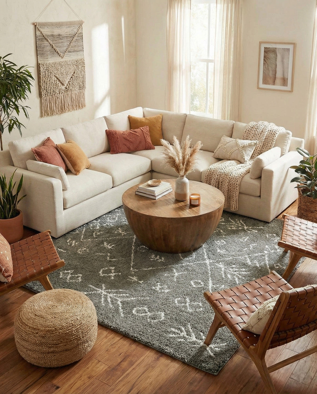 Casablanca Comfort Collection Area Rug - Sahara Square Gray  lifestyle 124