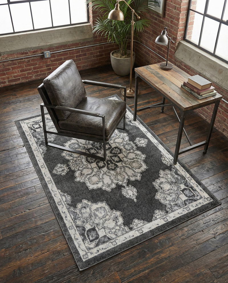 Beverly Grove Collection Area Rug - Melrose (Charcoal) Rectangle Charcoal  lifestyle 20