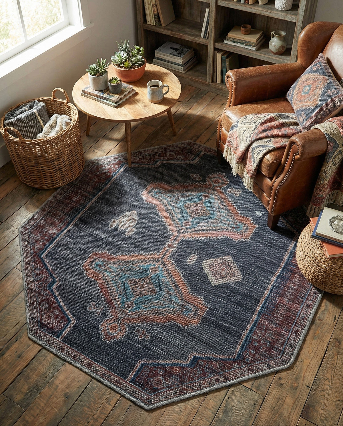 Rovaniemi Collection Area Rug - Lapland Octagon Charcoal and Gray  lifestyle 81