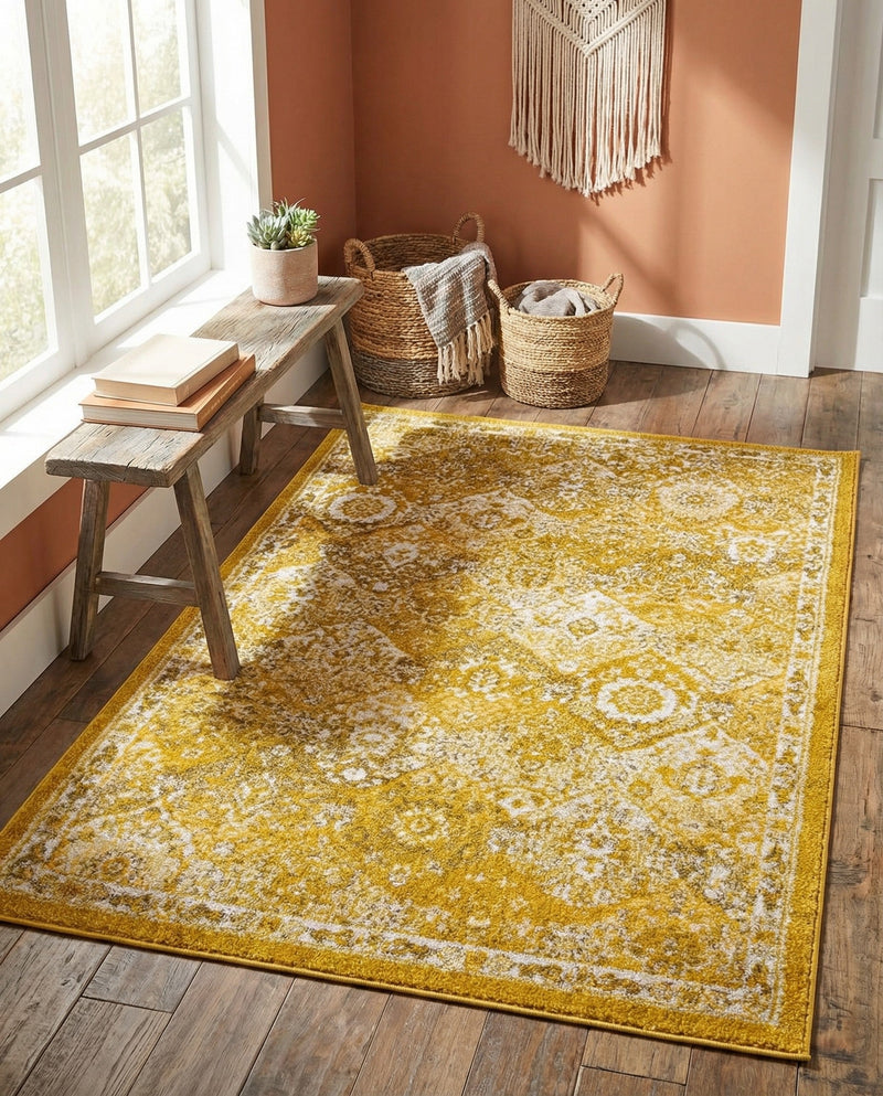 Brighton Terrace Collection Area Rug -  Rottingdean (Yellow) Rectangle Yellow  lifestyle 11
