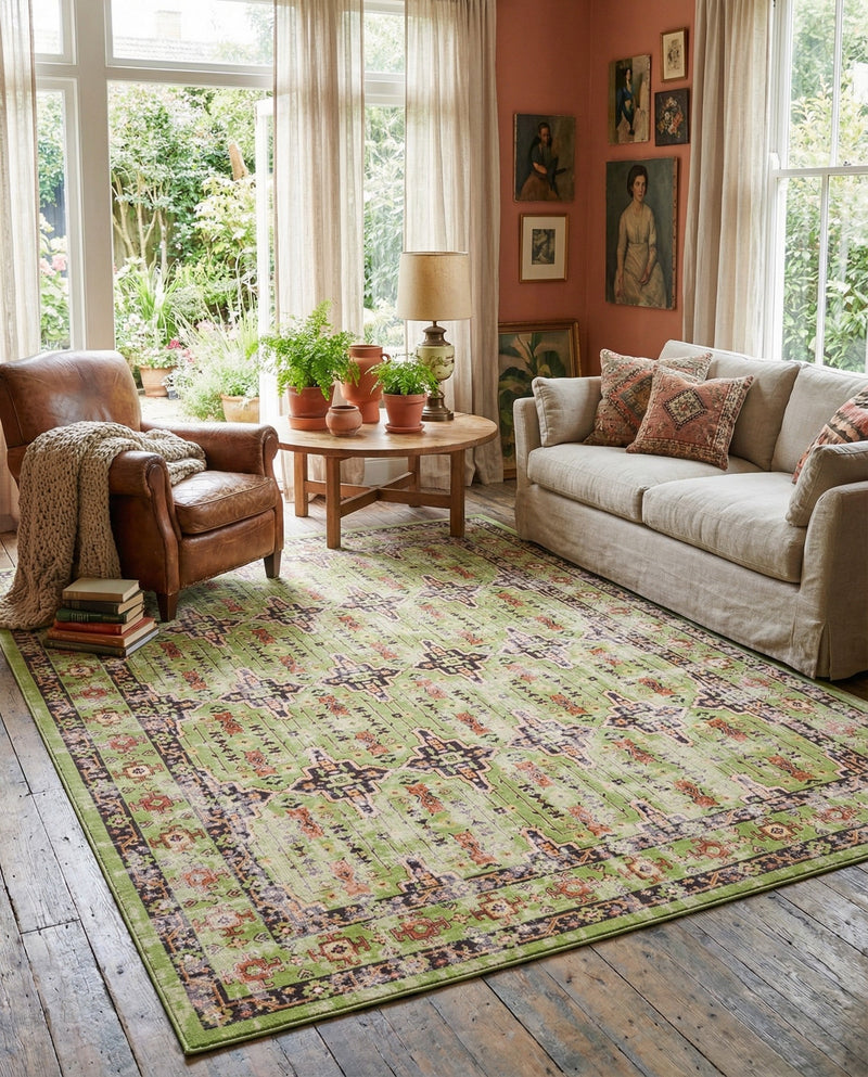 Geneva Terrace Collection Area Rug -  Nyon Rectangle Green  lifestyle 11