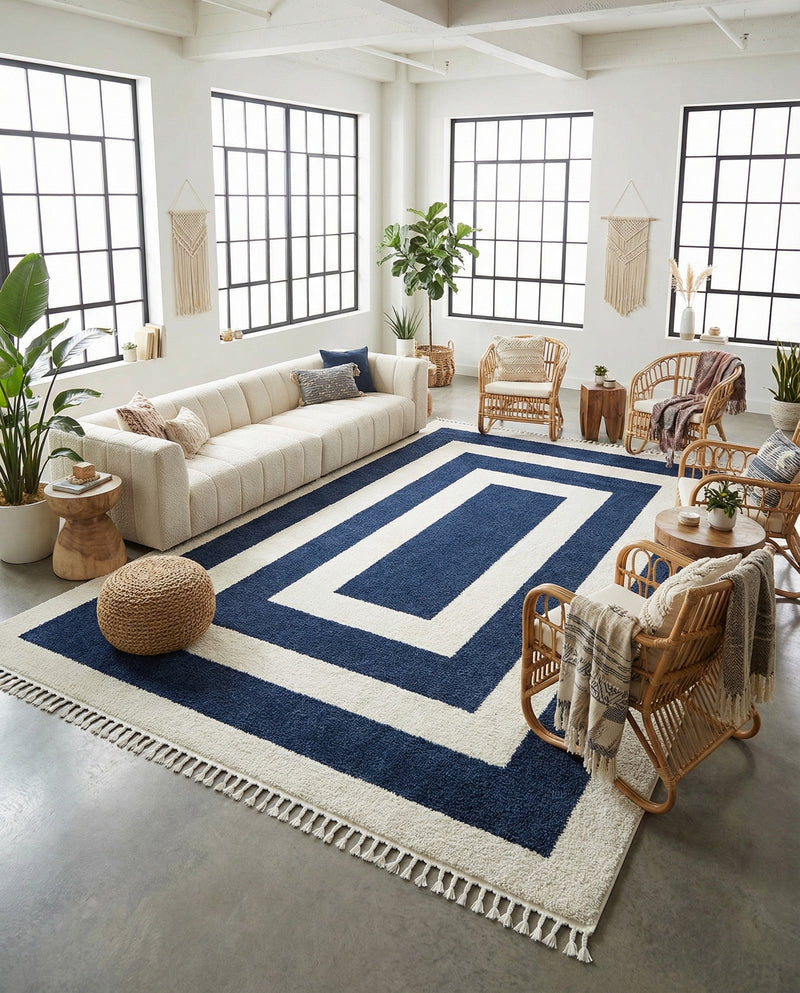 Sahara Chic Collection Area Rug -  Casablanca Rectangle Blue  lifestyle 58