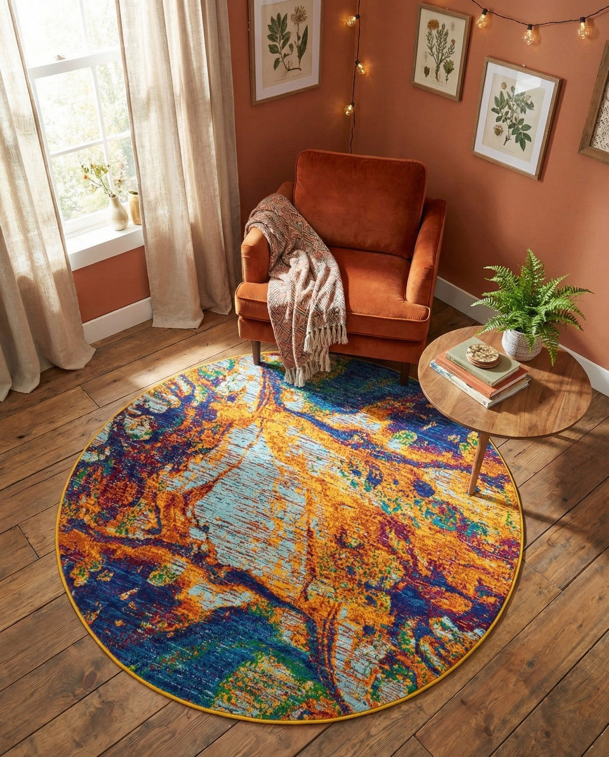 Caribbean Cove Collection Area Rug -  Bequia Round Multi  lifestyle 24