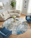 Urban Terrace Collection Area Rug -  Vertex Round Blue and Ivory  lifestyle 53