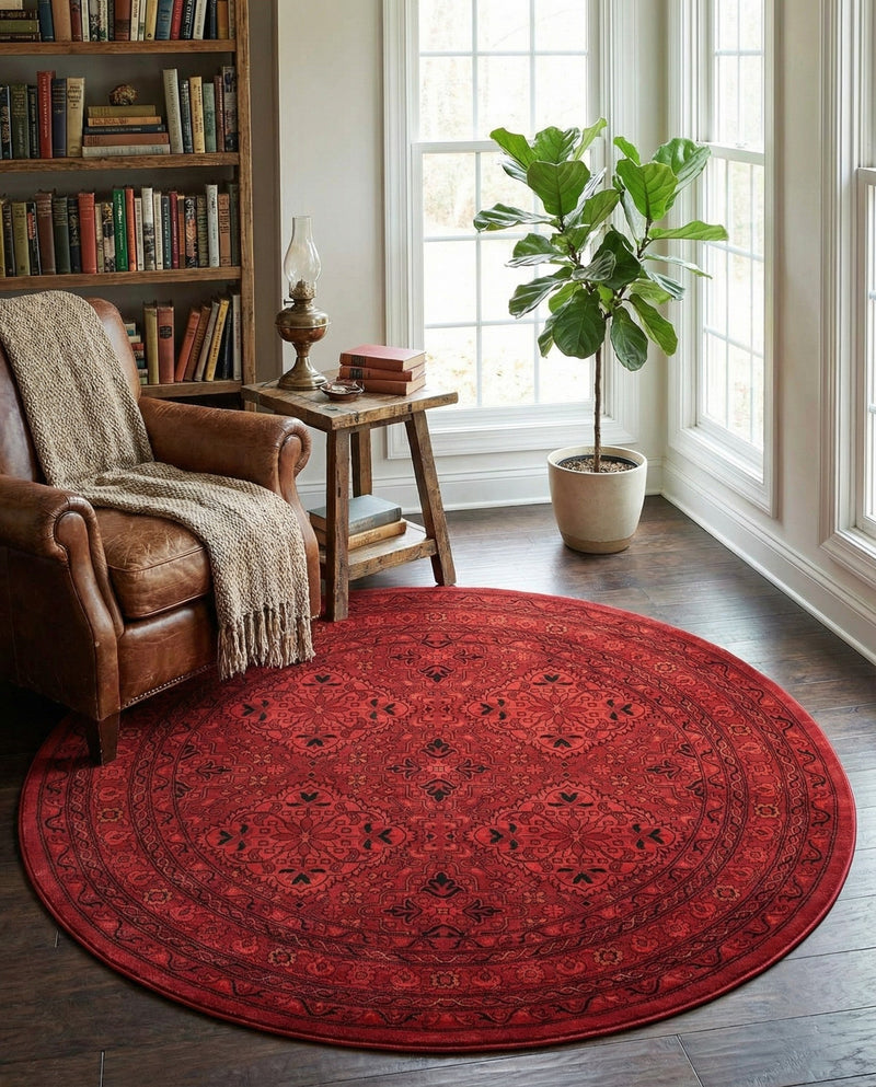 Samarkand Elegance Collection Area Rug -  Samanid Round Red  lifestyle 31