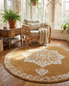 Eden Oasis Collection Area Rug -  Tranquility (Yellow) Round Yellow  lifestyle 50