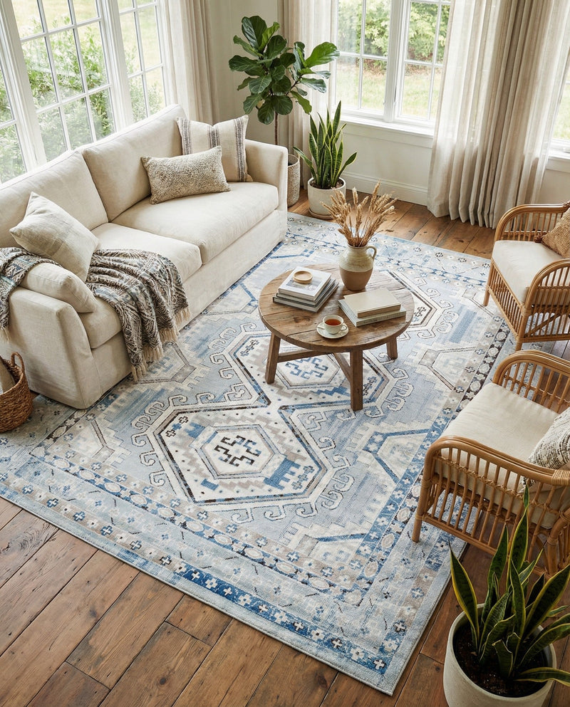 Savannah Elegance Collection Area Rug -  Tybee (Aqua Blue) Rectangle Aqua Blue  lifestyle 26