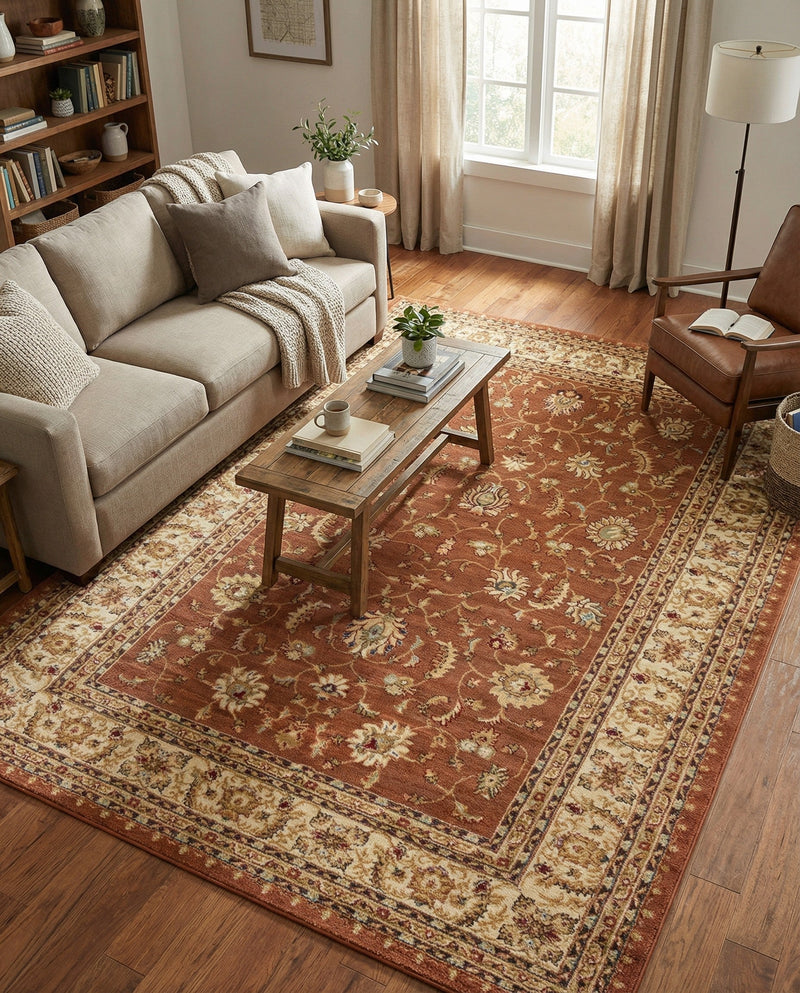 Jaipur Elegance Collection Area Rug -  Nahargarh (Brick Red Light Rose) Rectangle Brick Red Light Rose  lifestyle 13
