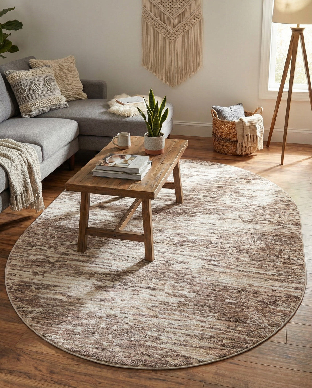 Serenity Sands Collection Area Rug - Dunescape Oval Brown  lifestyle 111
