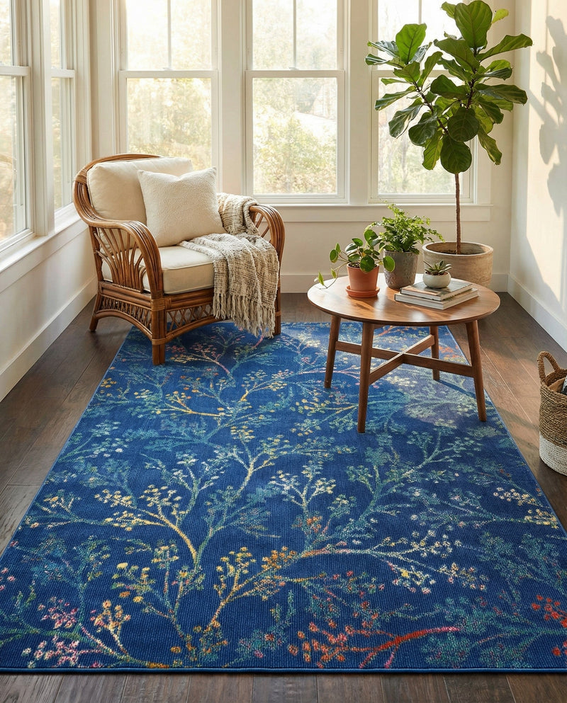 Meadow Breeze Collection Area Rug -  Sunbeam Rectangle Blue  lifestyle 33