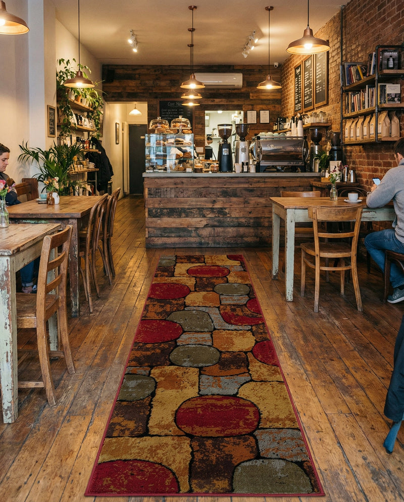 Bistro Lounge Collection Area Rug -  Cappuccino Runner Multi  lifestyle 43