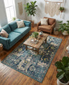 Savannah Elegance Collection Area Rug -  Azalea Rectangle Navy Blue  lifestyle 17