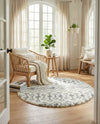 Berber Lattice Shag Collection Area Rug - Atlas (Ivory) Round Ivory  lifestyle 54
