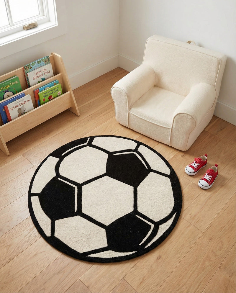 Whimsy Wonders Wool Collection Area Rug -  Volcano Round Black and White  lifestyle 9
