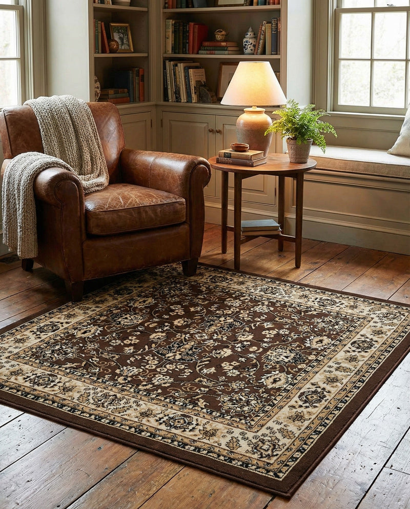 Isfahan Elegance Collection Area Rug - Naghsh-e Jahan (Brown) Square Brown  lifestyle 42