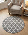 Lattice Gardens Collection Area Rug -  Bloomfield (Dark Gray) Round Dark Gray  lifestyle 66
