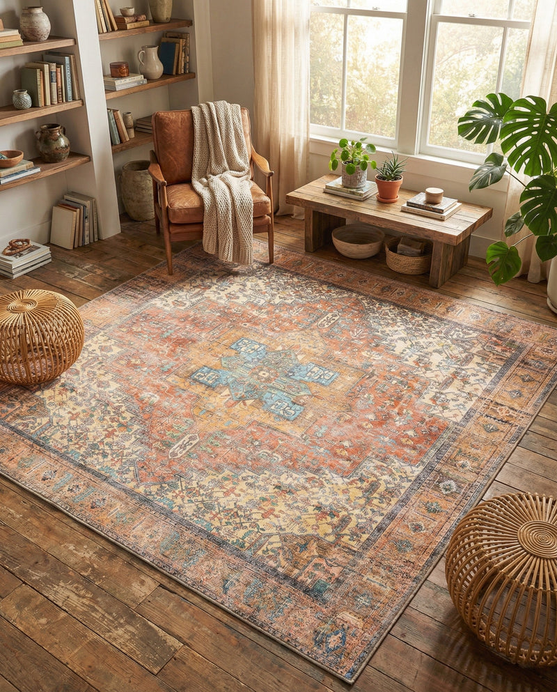 Heritage Elegance Collection Area Rug -  Windsor (Rust Red) Square Rust Red  lifestyle 79