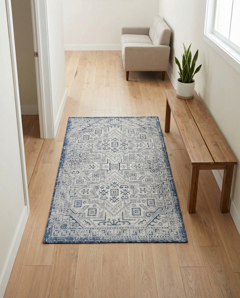 Tribal Terrace Treasures Collection Area Rug - Mayan Marina (Blue) Rectangle Blue  lifestyle 41