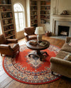 Tabriz Tapestry Collection Area Rug - Azerbaijan (Terracotta) Round Terracotta  lifestyle 45
