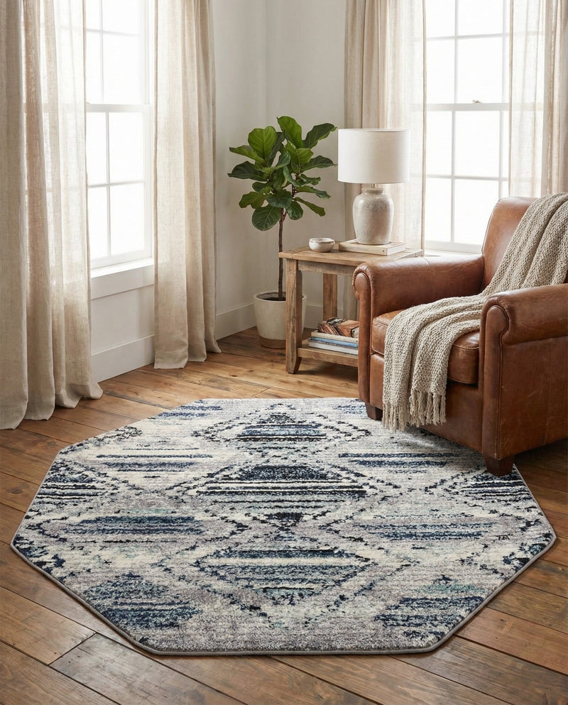Marrakech Mosaic Collection Area Rug -  Atlas Octagon Blue Gray  lifestyle 60