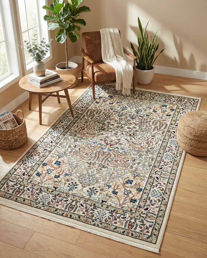 Persian Elegance Collection Area Rug -  Kerman (Ivory) Rectangle Ivory  lifestyle 12