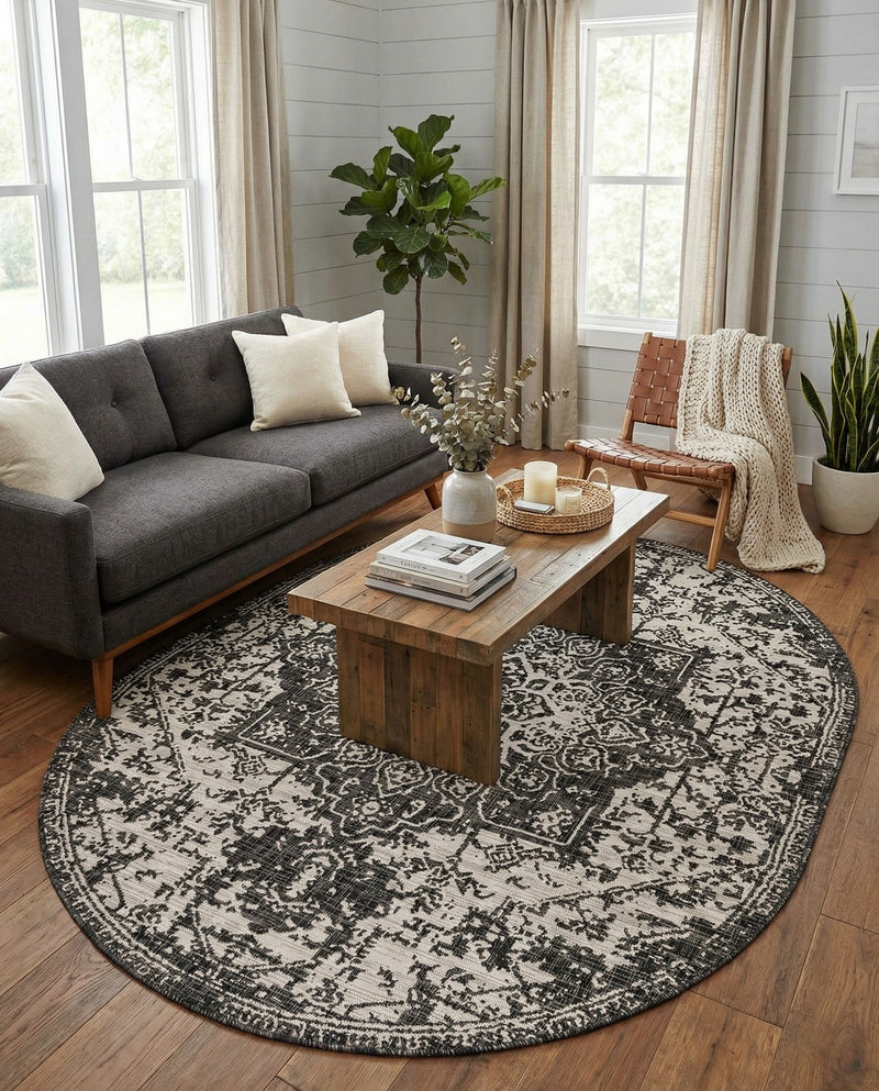 Urban Oasis Rugs Collection Area Rug -  Penthouse (Charcoal Gray) Oval Charcoal Gray  lifestyle 63