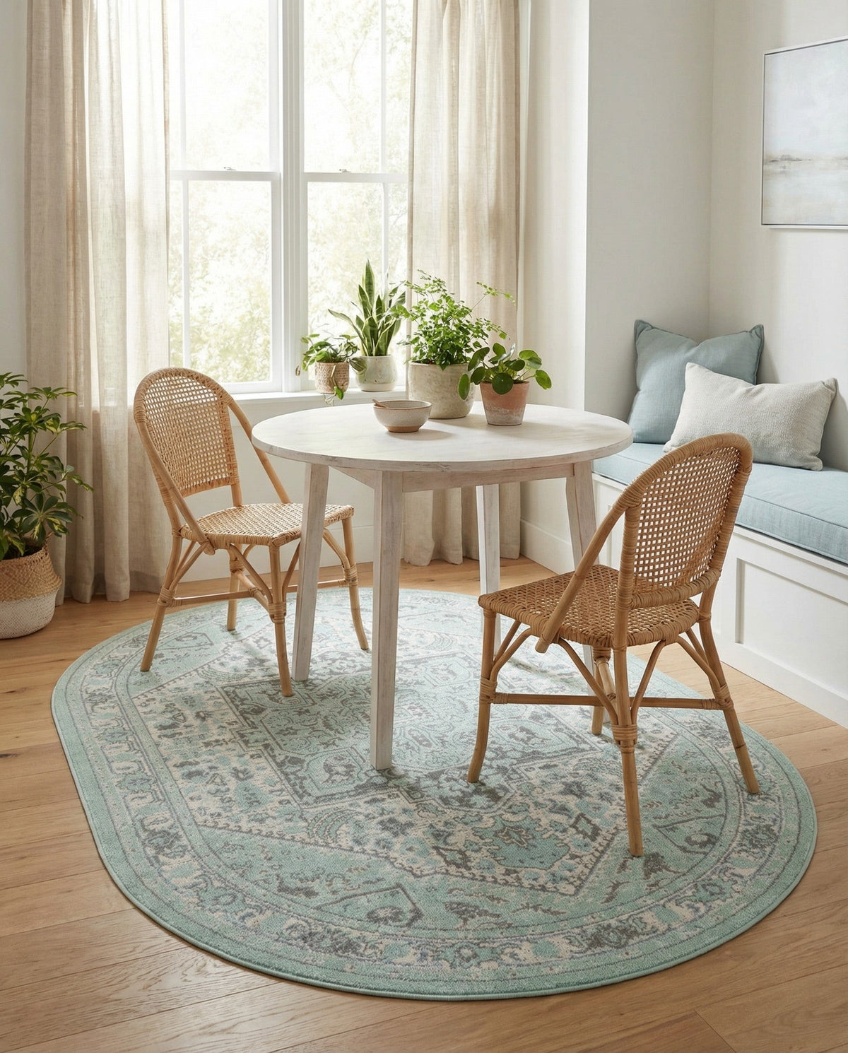 Savannah Series Collection Area Rug - Charleston (Mint) Oval Mint  lifestyle 52
