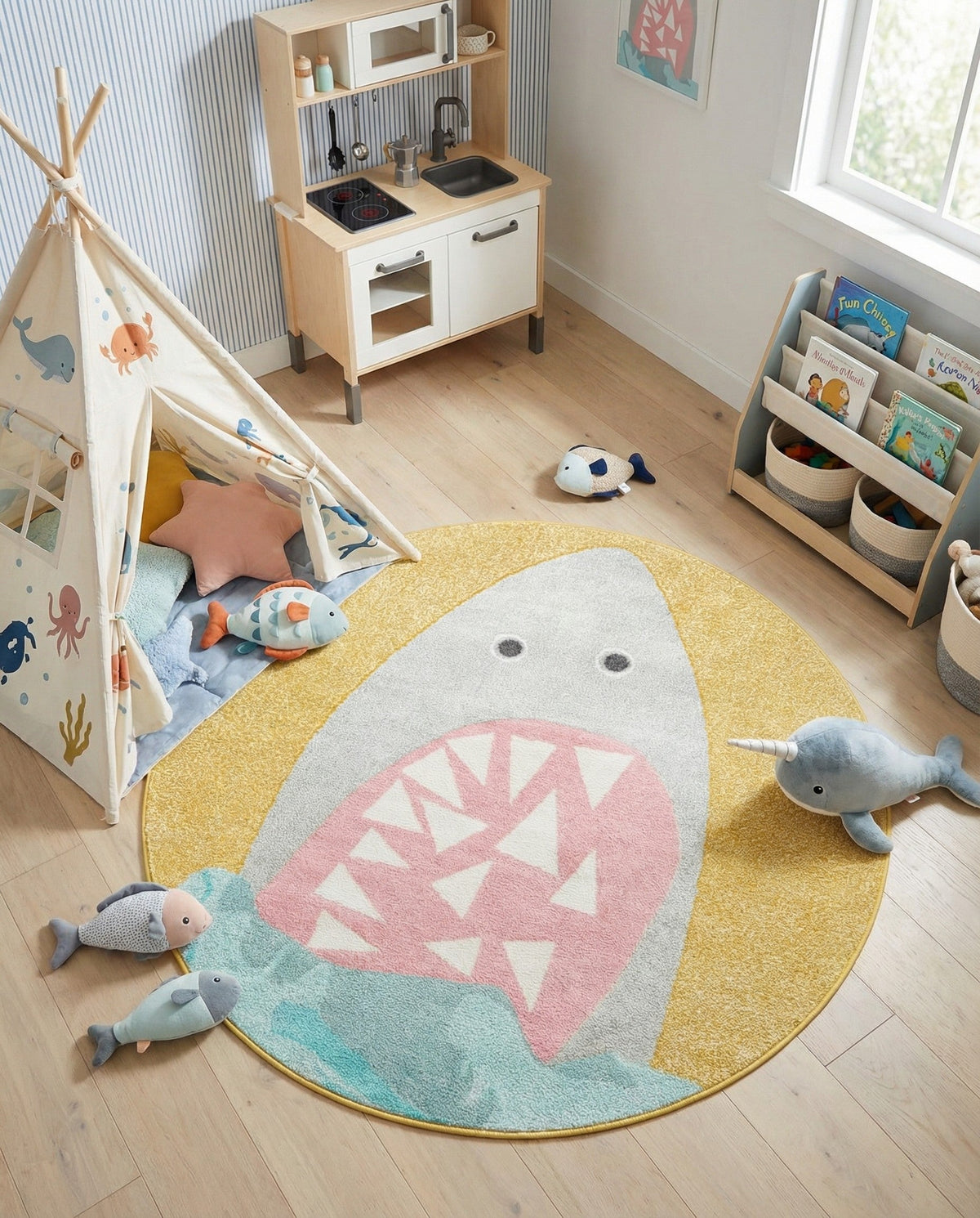 Wonder Tykes Collection Area Rug -  Whimsical Round Yellow  lifestyle 40