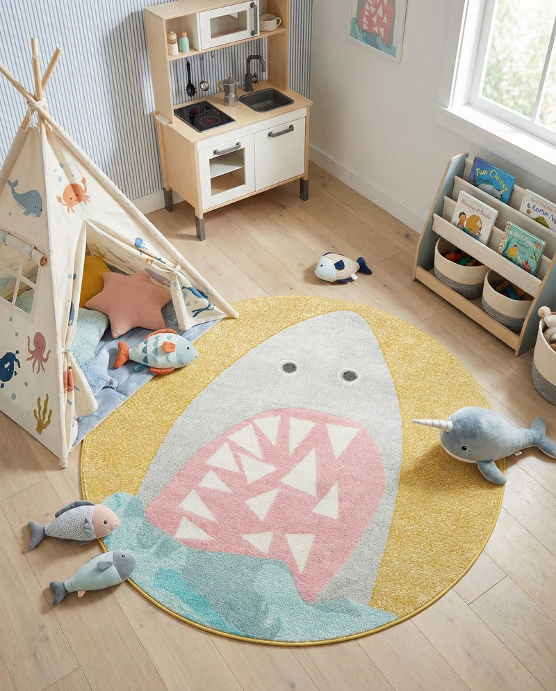 Wonder Tykes Collection Area Rug -  Whimsical Round Yellow  lifestyle 40