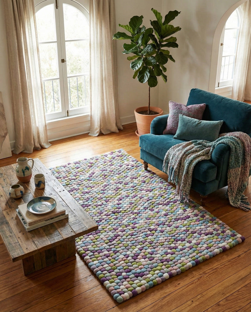 Woolen Sphere Collection Area Rug - Orbsburg (Pink and Purple) Rectangle Pink and Purple  lifestyle 13