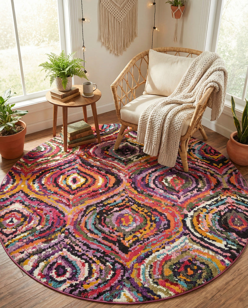 Marrakesh Elegance Collection Area Rug -  Bahia Round Multi  lifestyle 37