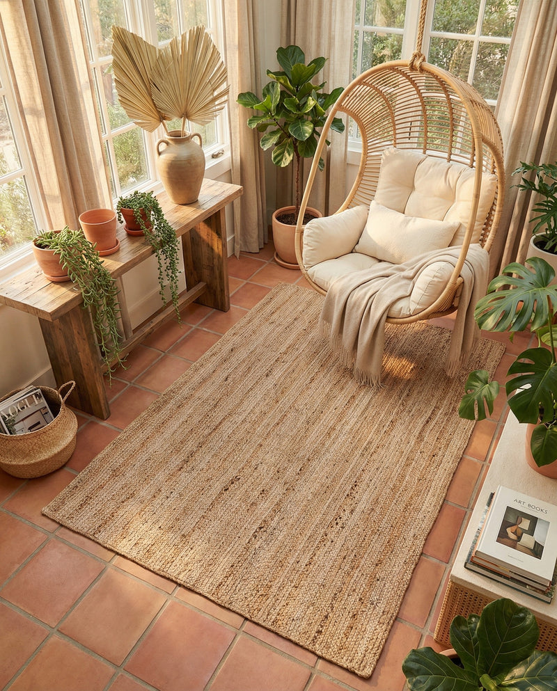 Woven Seaside Jute Collection Area Rug - Savannah (Natural) Rectangle Natural  lifestyle 34