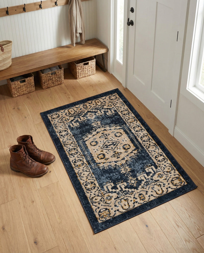 Eden Oasis Collection Area Rug -  Refuge (Dark Blue) Rectangle Dark Blue  lifestyle 26