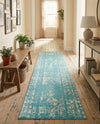 Brighton Stripes Collection Area Rug - Sussex (Light Blue) Runner Light Blue  lifestyle 69