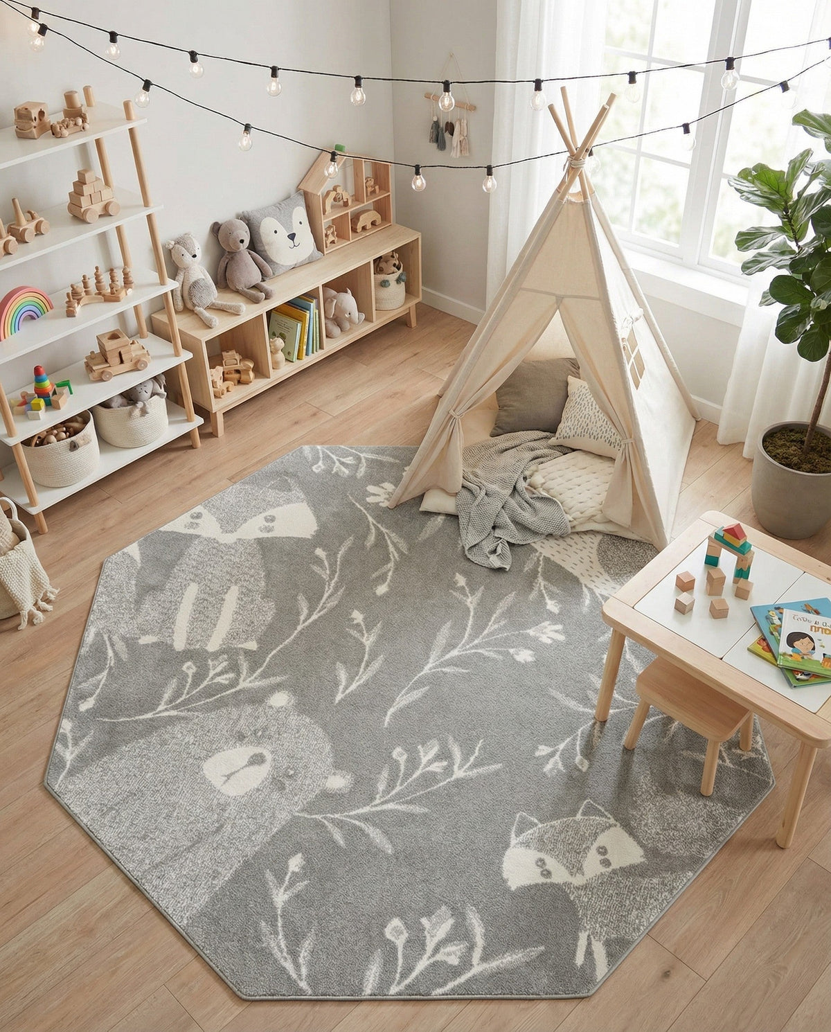 Wonder Tykes Collection Area Rug -  Quirky Octagon Gray  lifestyle 108