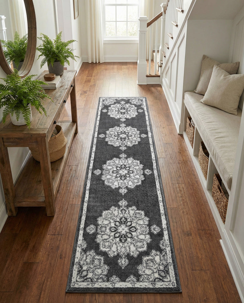 Beverly Grove Collection Area Rug - Melrose (Charcoal) Runner Charcoal  lifestyle 65