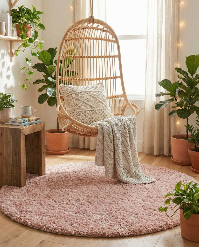 Alpine Plush Collection Area Rug -  Cortina (Dusty Rose) Round Dusty Rose  lifestyle 56