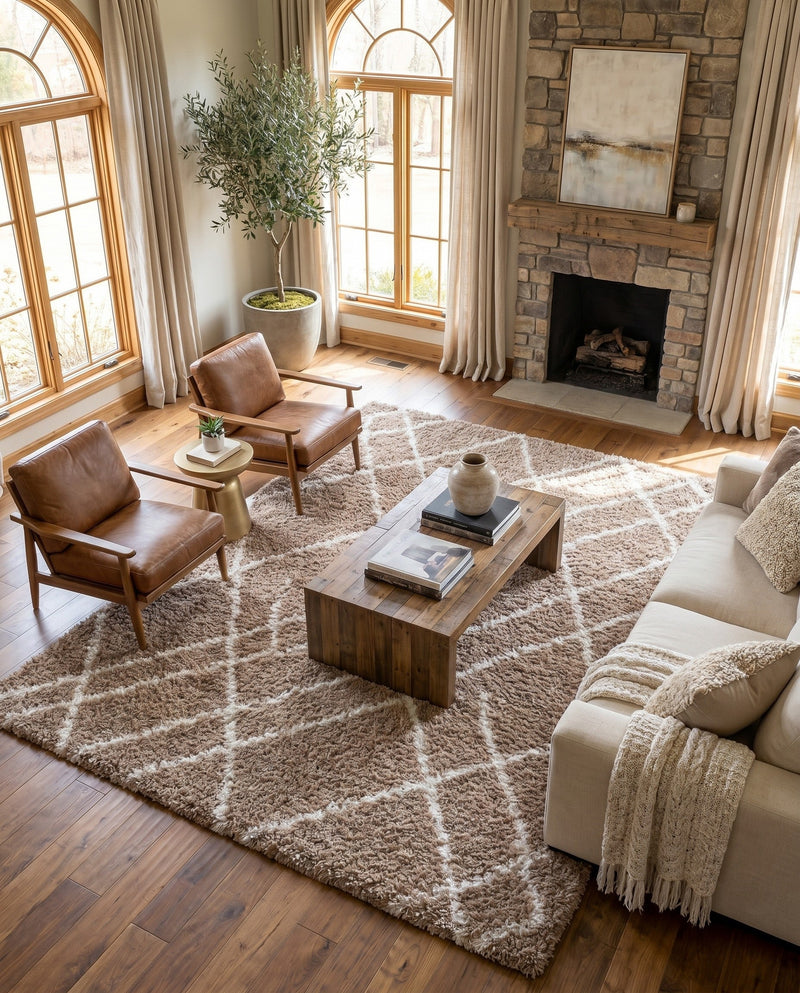 Cozy Haven Shag Collection Area Rug - Serenity (Khaki) Rectangle Khaki  lifestyle 14