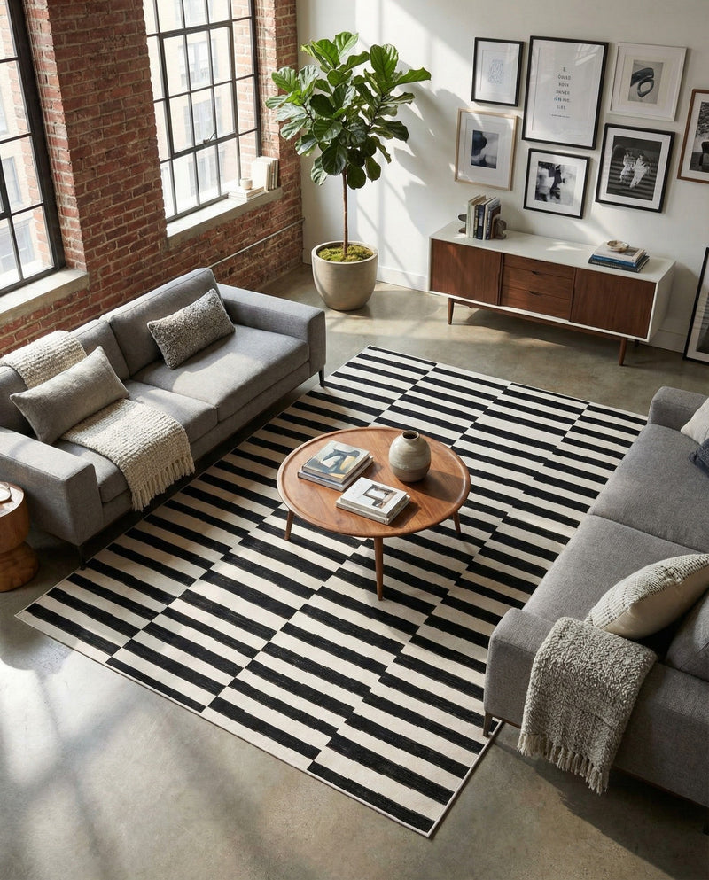 Soho Elegance Collection Area Rug -  Hudson (Black) Rectangle Black  lifestyle 27