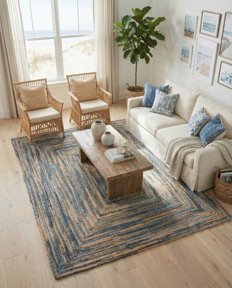 Woven Udaipur Collection Area Rug - Sahara Rectangle Blue and Natural  lifestyle 19
