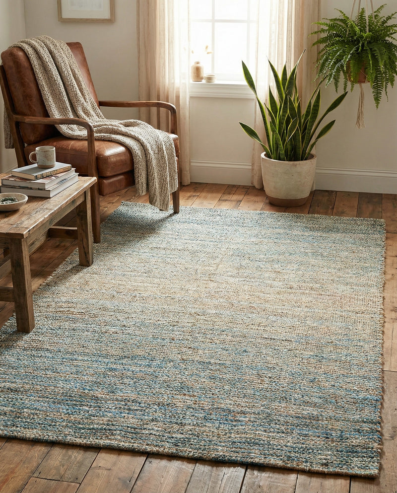 Savannah Threads Collection Area Rug -  Gobi Rectangle Ivory and Blue  lifestyle 30