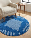 Seychelles Stripes Collection Area Rug - Mahe (Navy Blue) Round Navy Blue  lifestyle 20