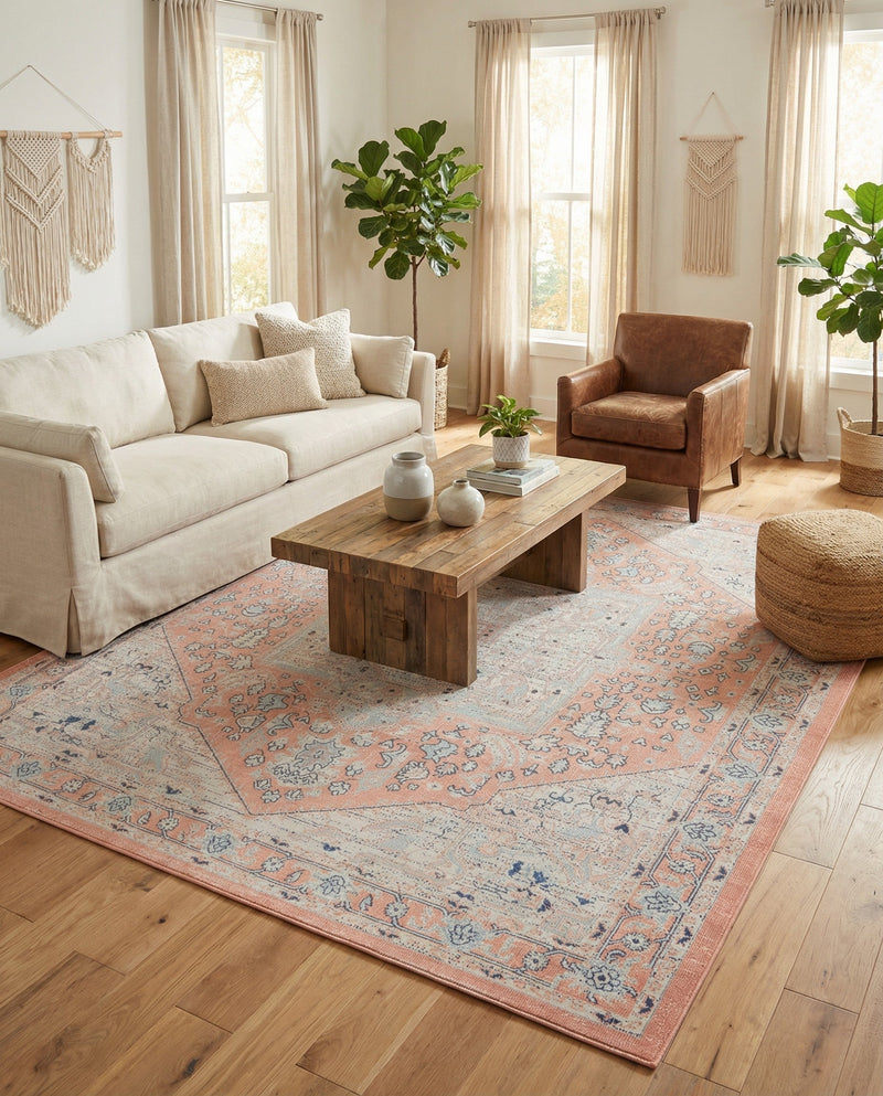 Savannah Series Collection Area Rug - Charleston (Powder Pink) Rectangle Powder Pink  lifestyle 10