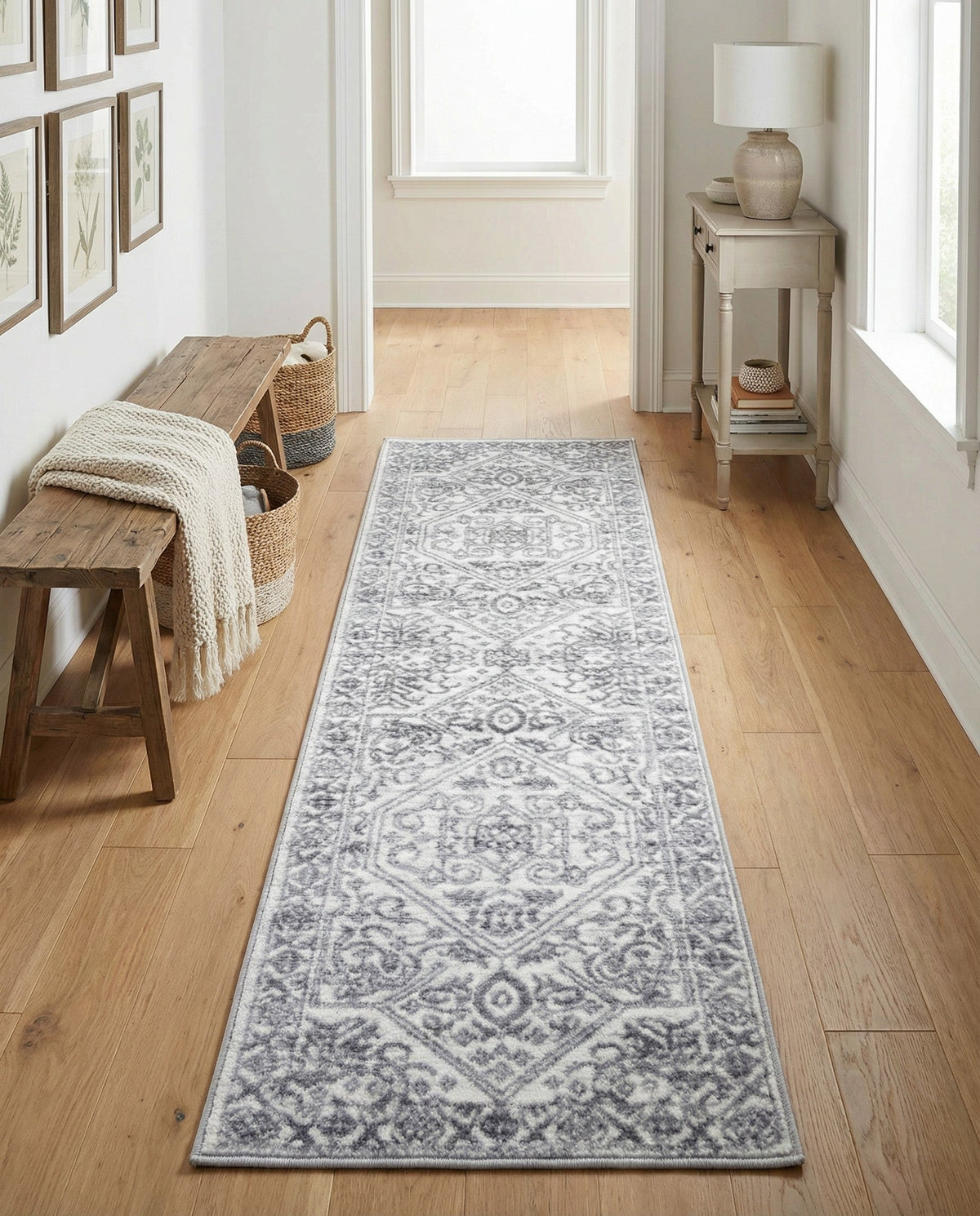 Charleston Elegance Collection Area Rug - Harborview Runner White  lifestyle 107